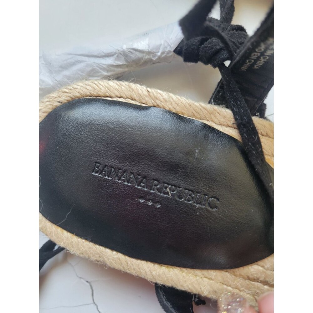 NWOT Banana Republic Leather Espadrille Gladiator Flat Sandals Size 10 Bohemian - Picture 4 of 7